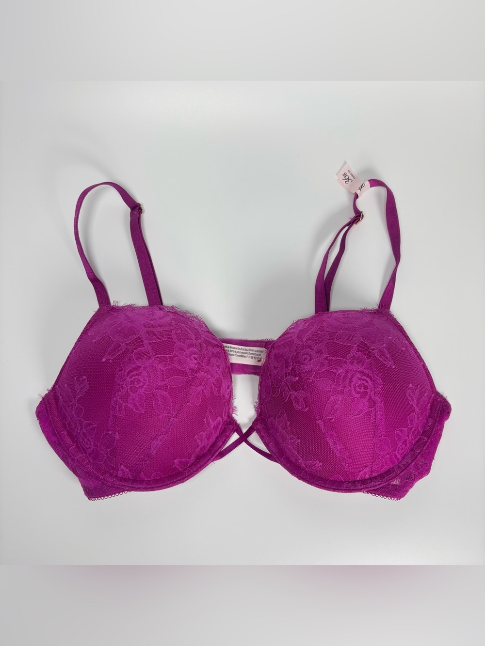 Victoria’s Secret Very Sexy Lace Push-Up Plunge Bra Magenta Pink 36B NWT